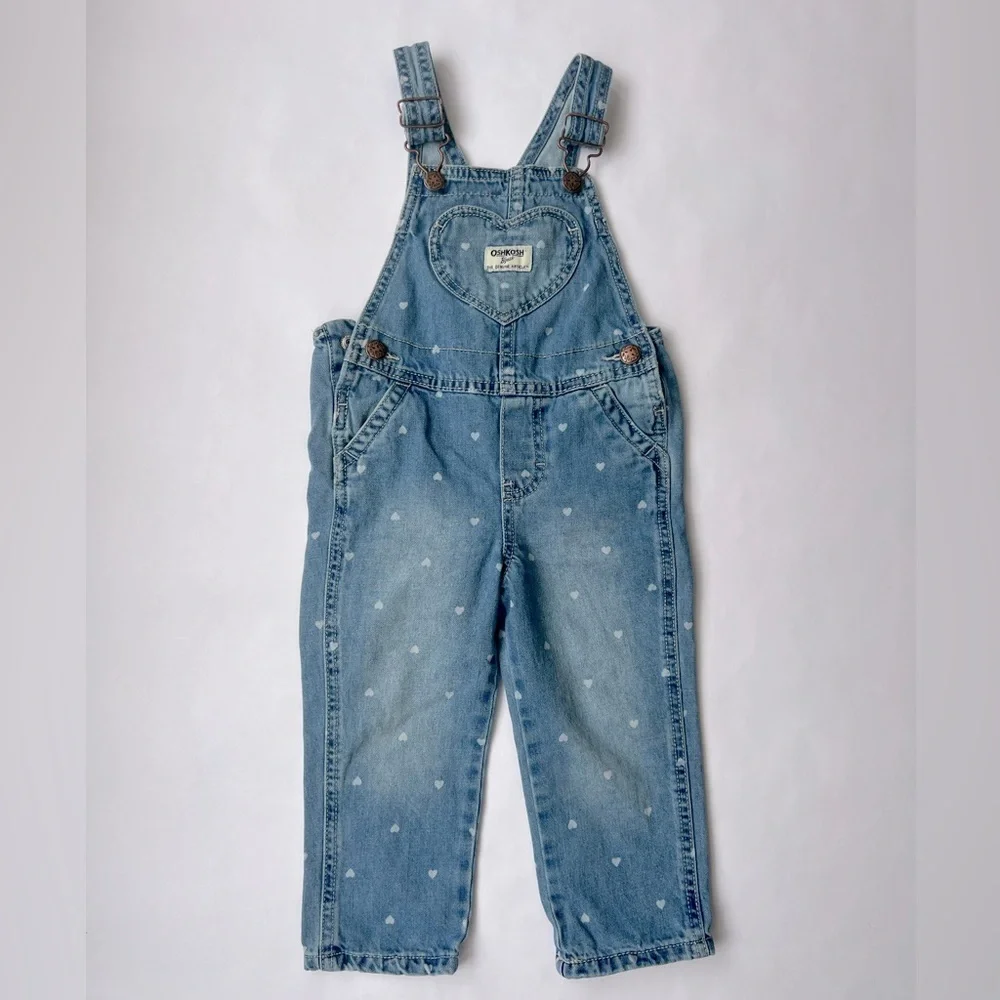 OshKosh Bgosh Heart Stamped Toddler Jean Overalls